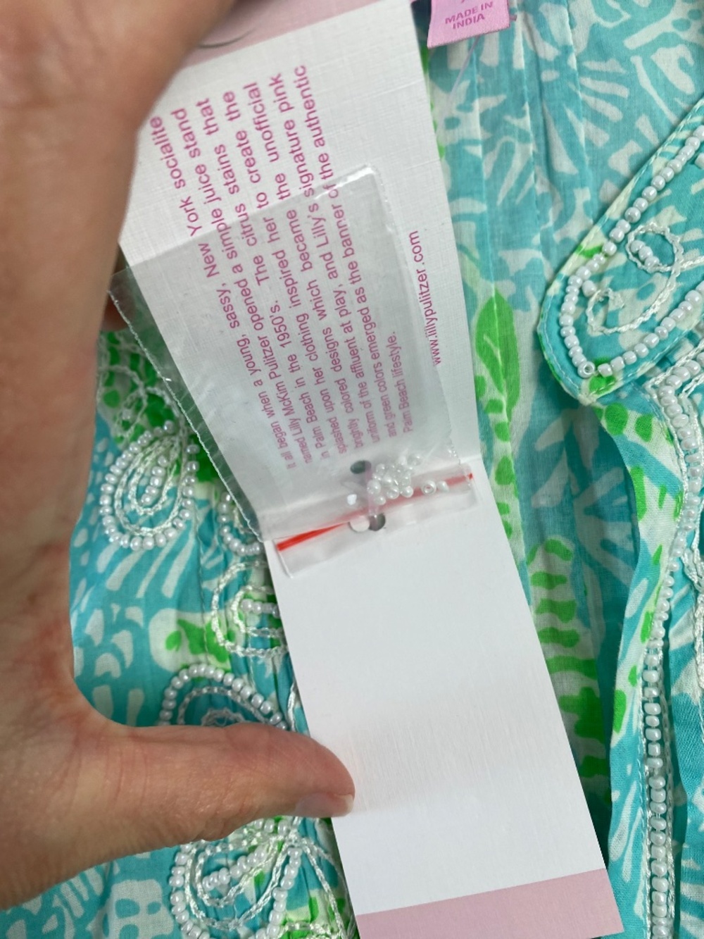 New Lilly Pulitzer Sarasota Beaded Tunic Cotton in Spa Blue Size M - NWT - Picture 7 of 12